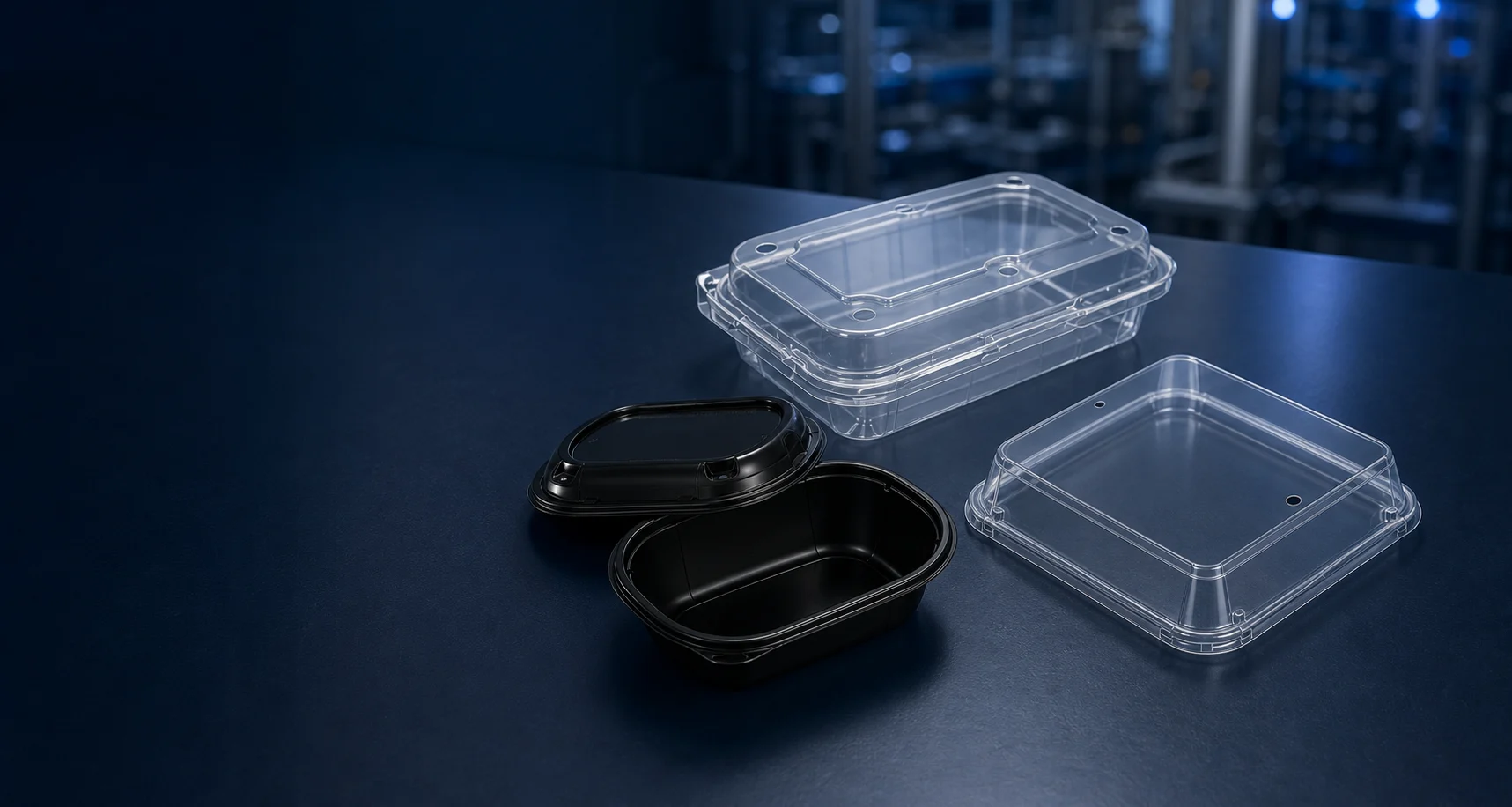 Raytek clear and black food packaging formats arranged for product review